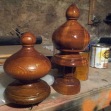 Old finial and a new one, freshly spun and stained.